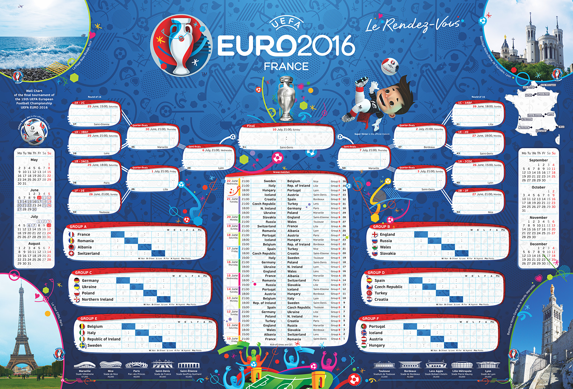 EURO2016 Wallchart Hand crafted By Arman Gevorgyan